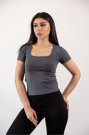 بادی طوسی زنانه یقه مربعی KHAB PREMİUM - کد 935459952