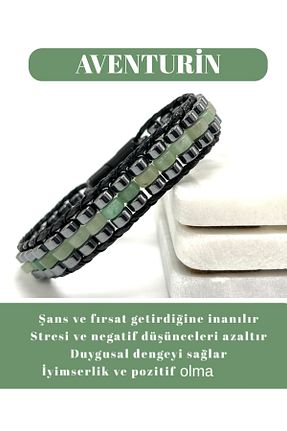 دستبند جواهر سبز مردانه سنگ طبیعی YILDIZ DOĞAL TAŞ - کد 939176526