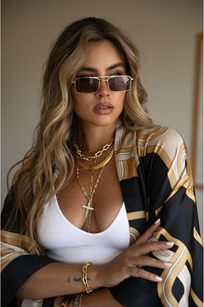 عینک آفتابی قهوه ای زنانه UV400 LOOKUP NEW - کد 739480750