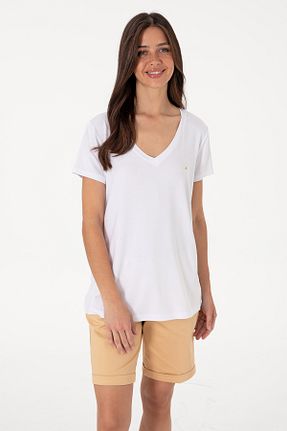 تیشرت سفید زنانه یقه هفت U.S. Polo Assn. - کد 936868058