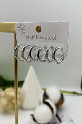 گوشواره استیل (فولاد) متالیک زنانه استیل (فولاد) HEİCO - کد 939198530