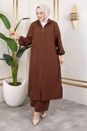 ست بالاتنه و پائین تنه حجاب قهوه ای زنانه رگولار Tesettür Dünyası - کد 938427903