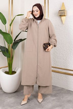 ست بالاتنه و پائین تنه حجاب قهوه ای زنانه رگولار Tesettür Dünyası - کد 938427966