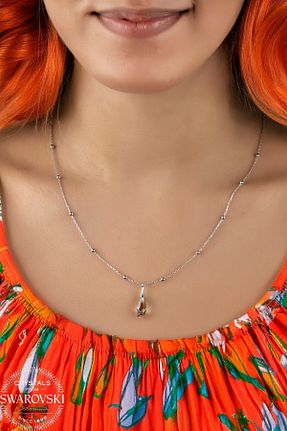 گردنبند جواهر زنانه فلزی Swarovski - کد 938878411