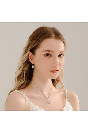 ست جواهر سفید زنانه رودیوم BEREN KILIÇ - کد 939331100