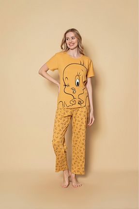 ست لباس راحتی زرد زنانه ساده Sude HOMEWEAR - کد 827871044