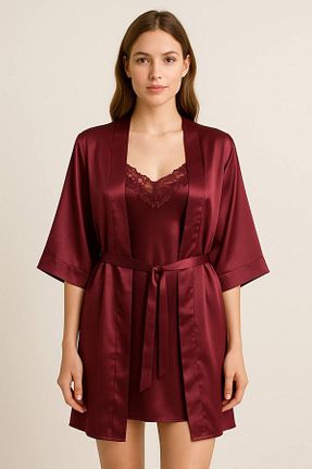 ربدوشام زرشکی زنانه ساتن FEMYNA - کد 939341451