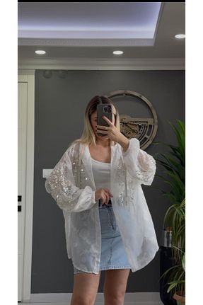 پیراهن سفید زنانه یقه پیراهنی SEVİNÇ GÜNGÖR - کد 939378694