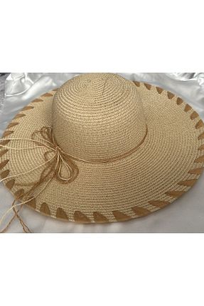 کلاه بژ زنانه حصیر PARLAK EVREN - کد 939379929