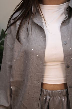 ست بالاتنه و پائین تنه طوسی زنانه بافتنی niwro - کد 939378689