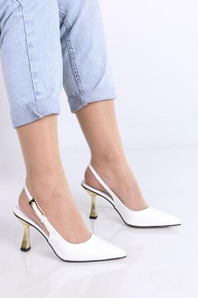 کفش استایلیتو سفید پاشنه نازک MRZ SHOES - کد 941298834