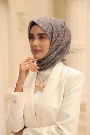 روسری طوسی پنبه ای Silk Home - کد 939434155