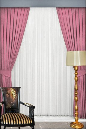 پرده زمینه صورتی پلی استر Wowlays Home - کد 67123842