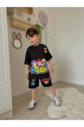 ست بالاتنه و پائین تنه مشکی بچه گانه پنبه ای Cyber - کد 939731764