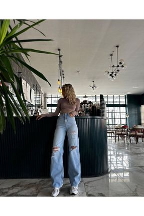 شلوار آبی زنانه پنبه ای DENİKK - کد 939491386