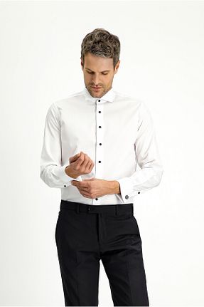 پیراهن سفید مردانه اسلیم فیت Kiğılı - کد 890163859