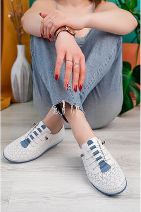 کفش کژوال سفید زنانه چرم خالص ÇAĞ AYAKKABI - کد 927967751