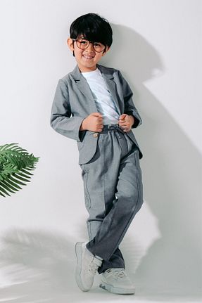 ست بالاتنه و پائین تنه طوسی بچه گانه بافتنی Ege Bebek - کد 939771946