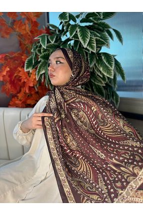 شال قهوه ای زنانه ابریشم Oxygen Scarfs - کد 939565173