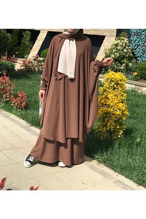 ست بالاتنه و پائین تنه حجاب قهوه ای زنانه Balon NAKŞİDİL - کد 301726629
