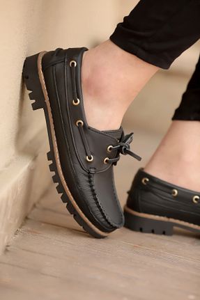 کفش کلاسیک مشکی مردانه چرم خالص GÜR MODA AYAKKABI - کد 137638213