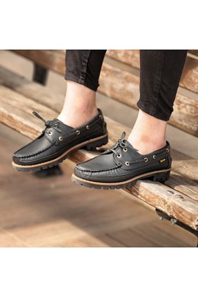 کفش کلاسیک مشکی مردانه چرم خالص GÜR MODA AYAKKABI - کد 137638213