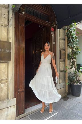 لباس سفید زنانه کتان ILLE - کد 939589535