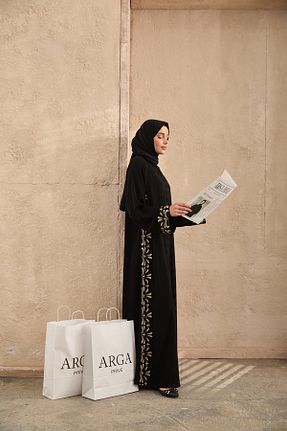 کلاه و ابایا مشکی زنانه مخلوط پلی استر arga prive - کد 939601173