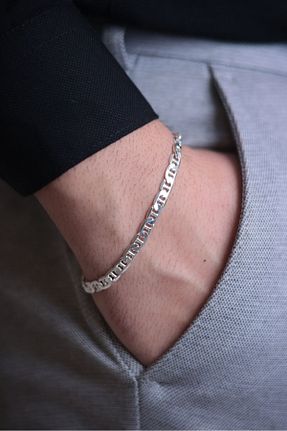 دستبند نقره طوسی مردانه 925 عیار Kiriş Gümüş - کد 939613245