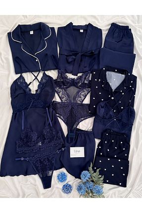 ربدوشام سرمه ای زنانه ساتن Lena Homewears - کد 870237061