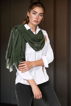 شال خاکی زنانه پلی استر bacc - کد 939637542