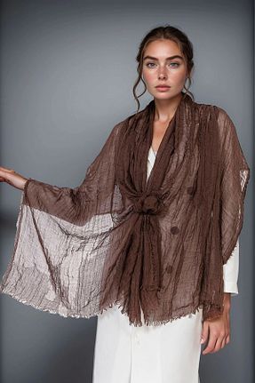 شال قهوه ای زنانه پلی استر bacc - کد 939797709