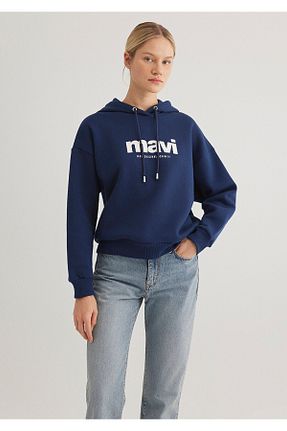 سوئیشرت سرمه ای زنانه چاپی Mavi - کد 334186497