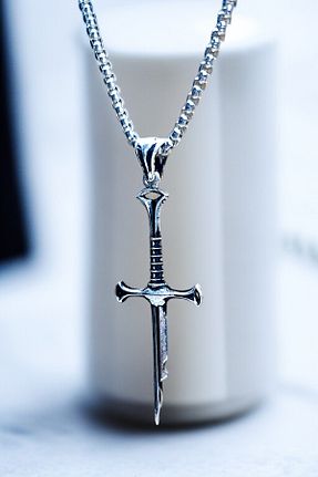 گردنبند استیل ( فولاد ) سفید مردانه روکش نقره AK STORE SİLVER - کد 932573491