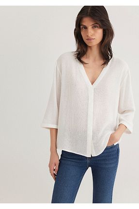بلوز سفید زنانه ساده Mavi - کد 816103794