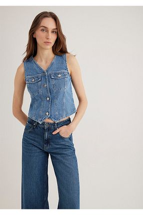 جلیقه آبی زنانه پنبه ای Mavi - کد 906389686