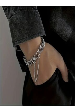 دستبند استیل (فولاد) طوسی زنانه استیل ضد زنگ MK AKSESUAR - کد 939722845