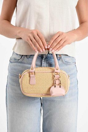 کیف دوشی صورتی زنانه حصیر larosee - کد 939730747