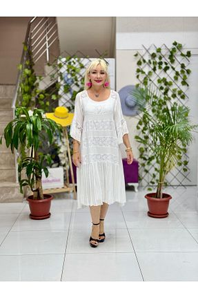 لباس سفید زنانه بافتنی Punta Otantik - کد 939758055