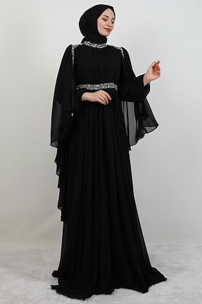 لباس مجلسی حجاب مشکی زنانه یقه ایستاده giz astore - کد 939935258