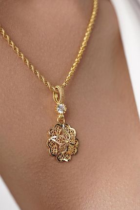 گردنبند طلا طلائی زنانه 14 عیار Fiyonk Kuyumculuk - کد 939777506