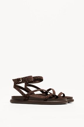 صندل قهوه ای زنانه پاشنه تخت Bershka - کد 939784106