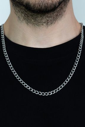 گردنبند استیل ( فولاد ) سفید مردانه استیل ضد زنگ Takı Dükkanı - کد 31807302