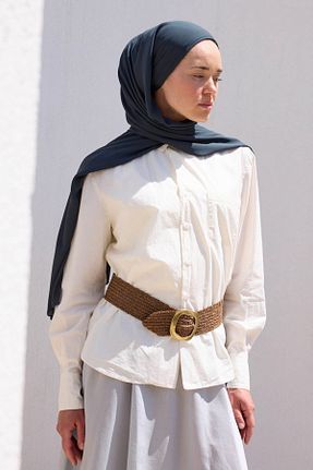 شال طوسی زنانه کرپ Qef - کد 933880886