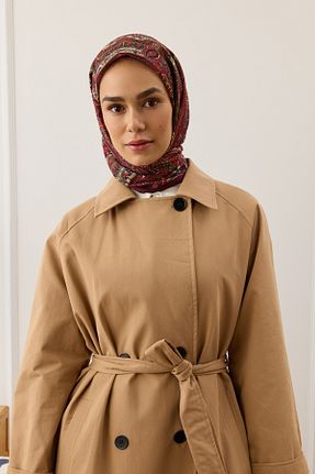 روسری زرشکی پنبه ای Qef - کد 867083040