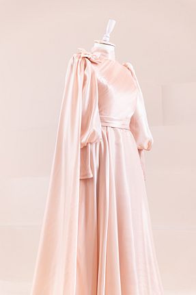 لباس مجلسی حجاب صورتی بچه گانه یقه ایستاده Lavienza - کد 939819361