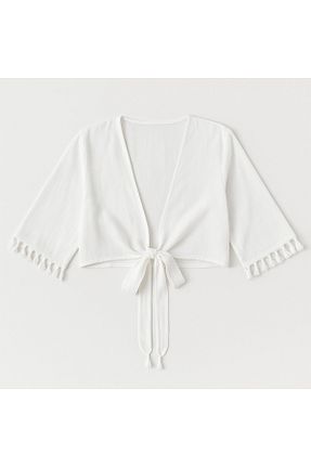 بلوز سفید زنانه ساده YONEZ MODA - کد 939825036