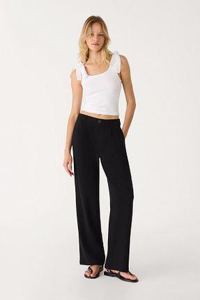 شلوار مشکی زنانه ویسکون Stradivarius - کد 939853738
