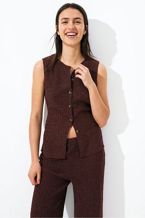 جلیقه قهوه ای زنانه اسلیم فیت H&M - کد 939982309