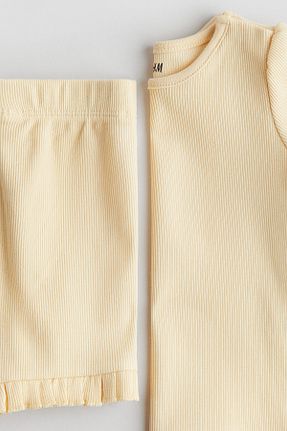 ست بالاتنه و پائین تنه زرد بچه گانه پنبه ای H&M - کد 939980352